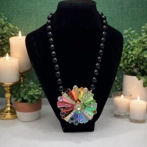 HEIDI DAUS “Color Wheel” Crystal & Hand-Painted Enamel Beaded Statement Necklace